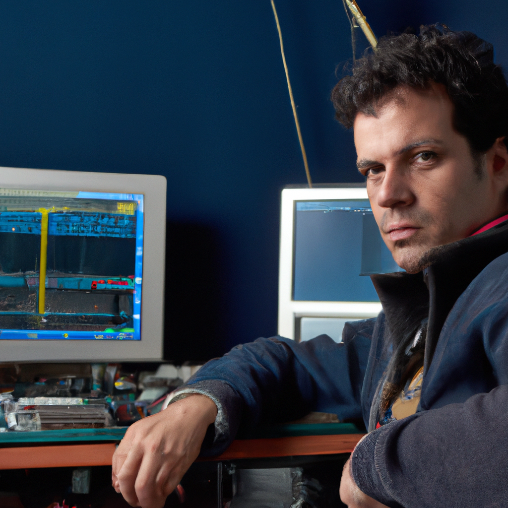 Productor de investigación frente a monitores